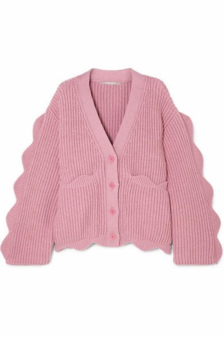 Stella McCartney Розовый вязаный кардиган с оборками