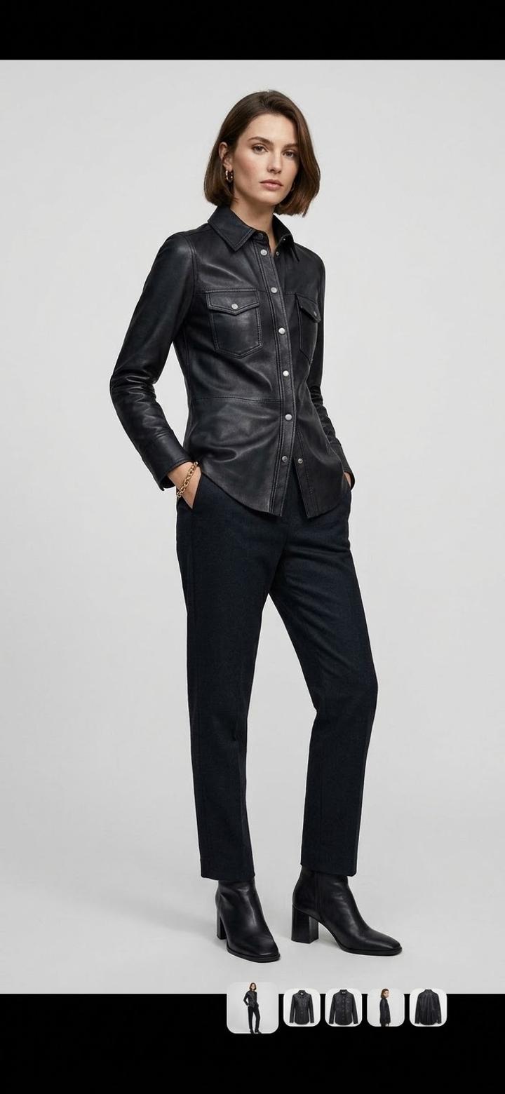 Кожаная рубашка ZARA