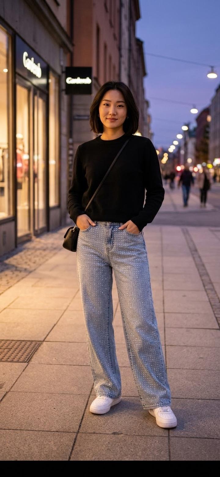 Джинсы DKNY JEANS со стразами