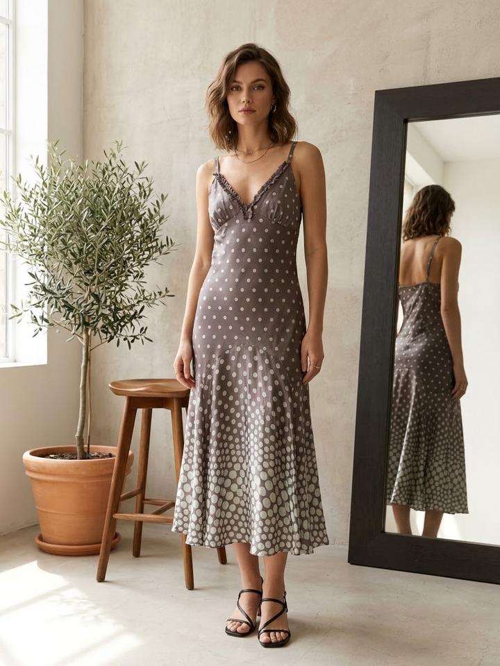 Ted Baker Платье миди в горошек на бретелях