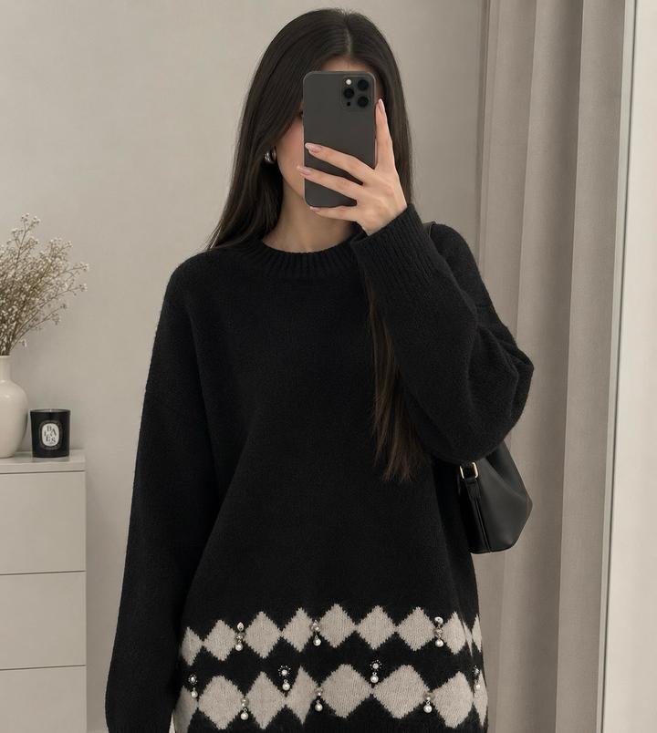 H&M удлиненный свитер-платье свободного кроя