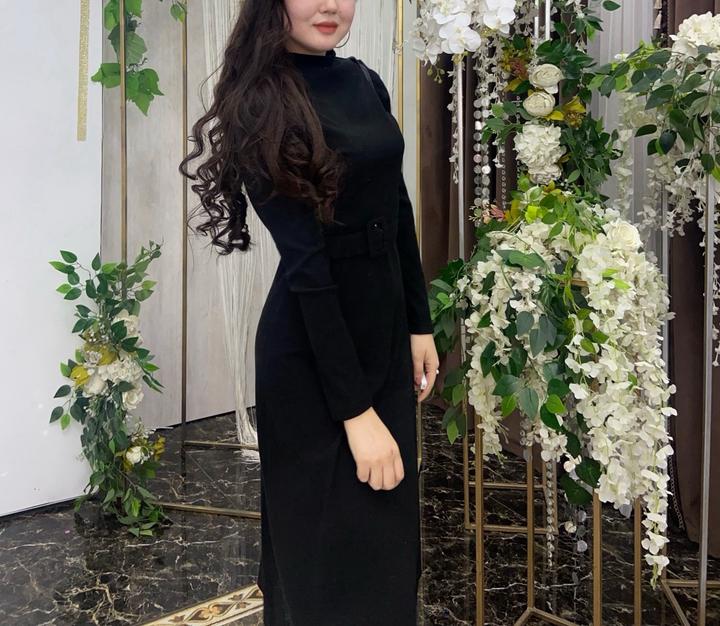 Черное платье миди