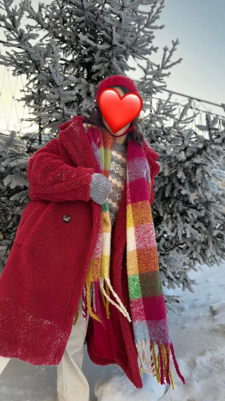 Тедди пальто Пальто тедди красное