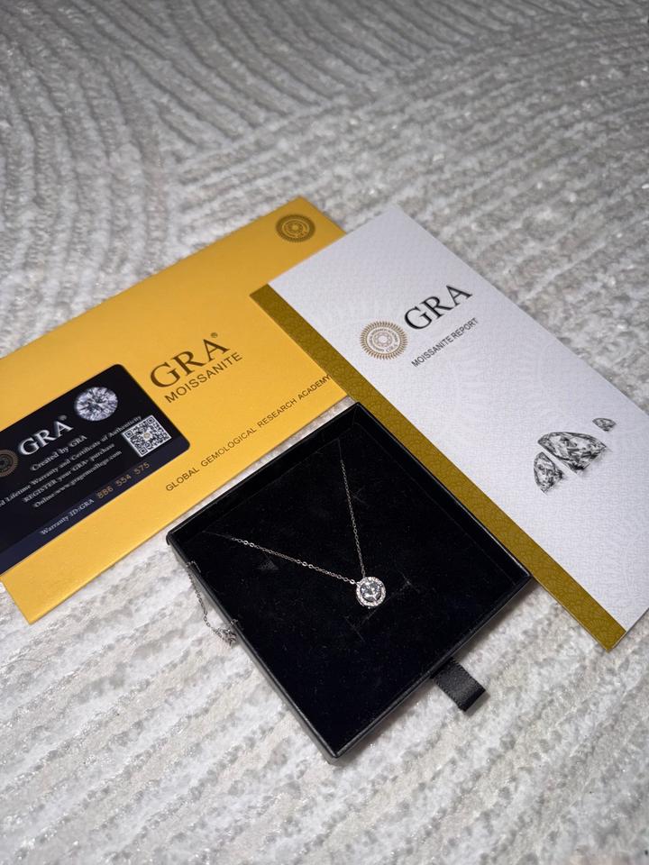 GRA Moissanite Report Подвеска Radiant Halo
