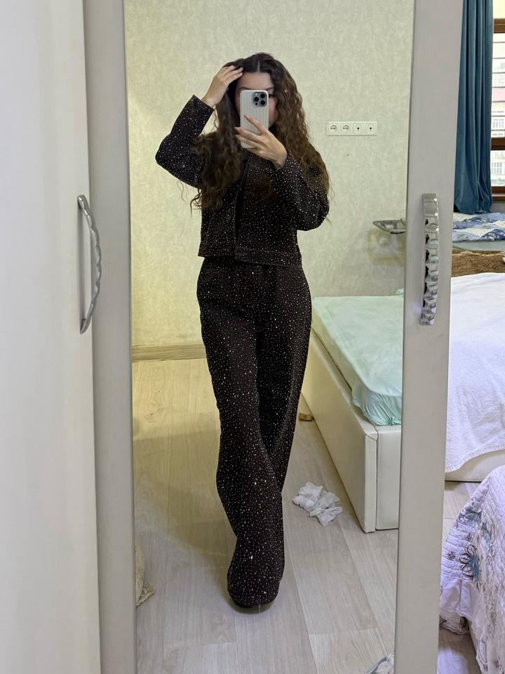 &Denim Джинсовый костюм со стразами