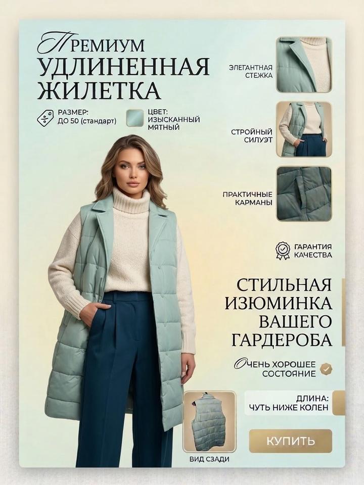 Удлиненная безрукавка