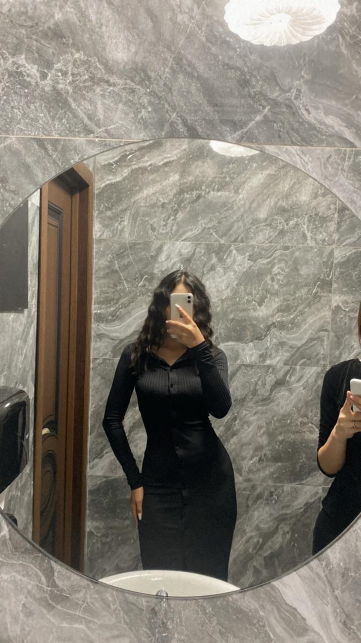 Bershka Черное платье миди в рубчик