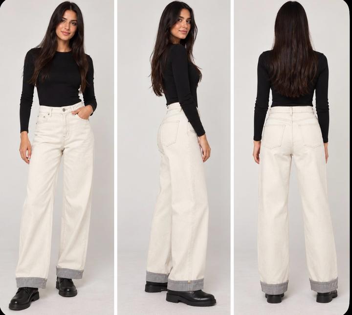 Zara Джинсы широкие с отворотами