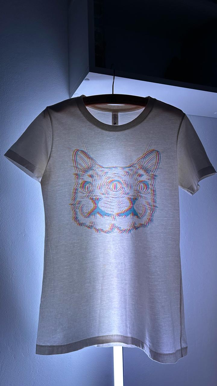Винтажная футболка Next Level Apparel с 3D-принтом Кота (USA, 2010-е)