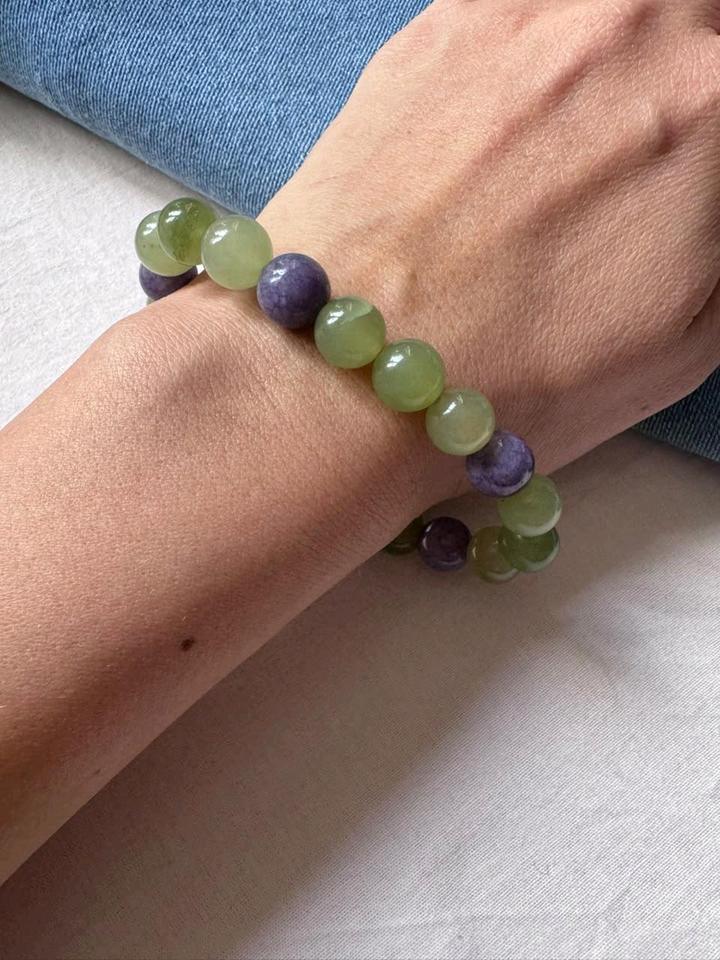 Handmade (ручная работа) Браслет змеевик + лепидолит