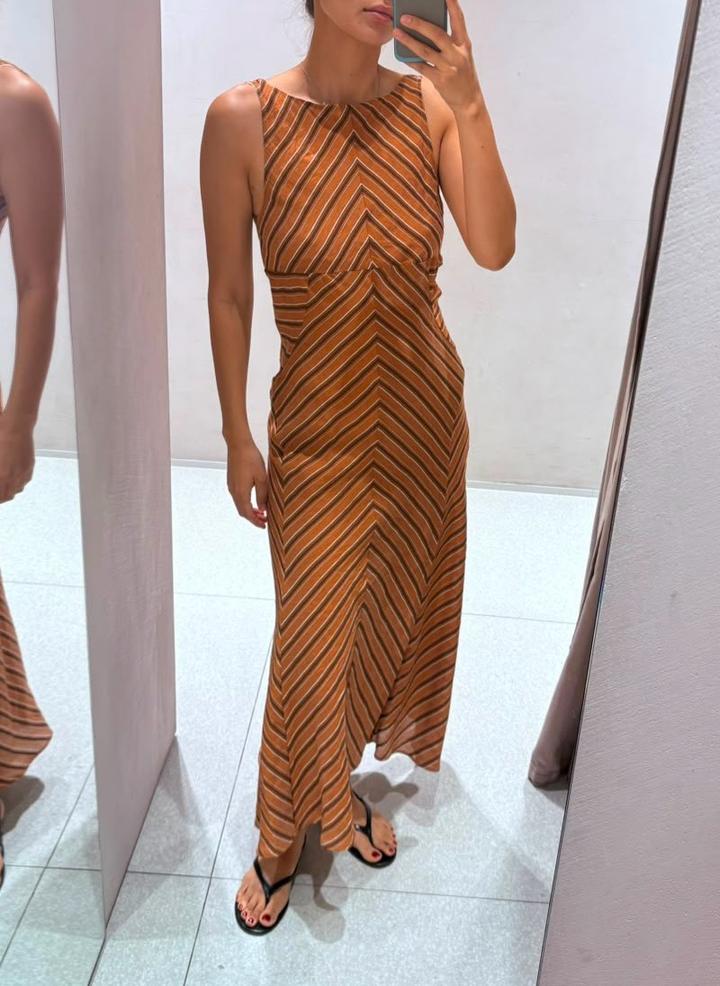 Платье миди в полоску Zara