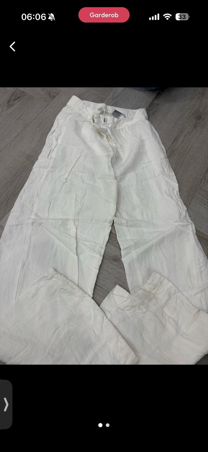 Брюки белые H&M из льна, размер 34