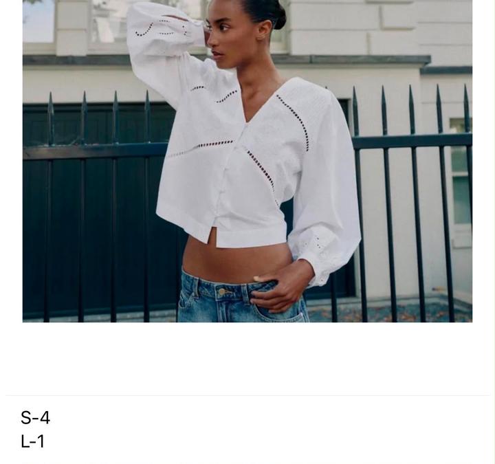 Zara Белая блузка с вышивкой и объемными рукавами