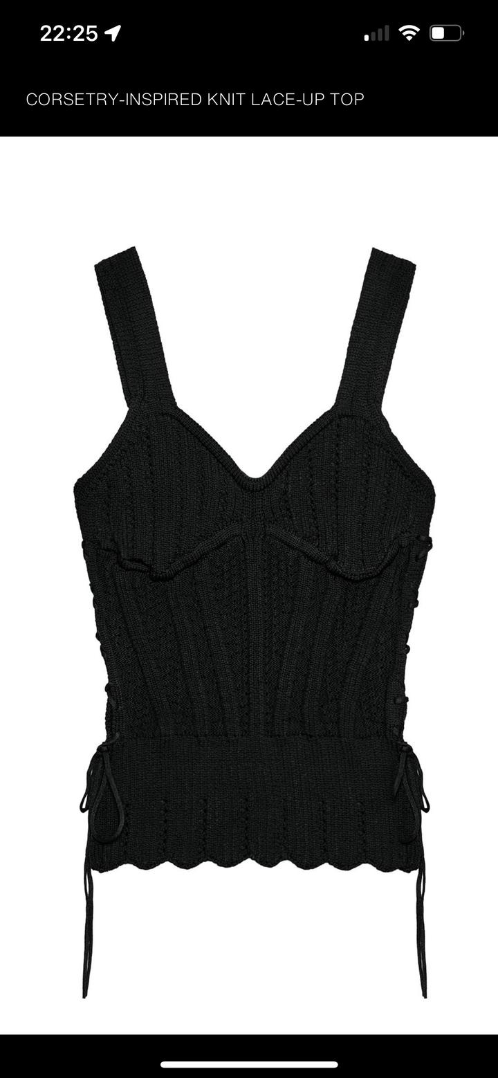 Zara Трикотажный топ со шнуровкой