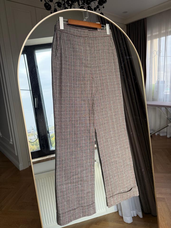 Брюки Massimo Dutti в клетку с отворотами