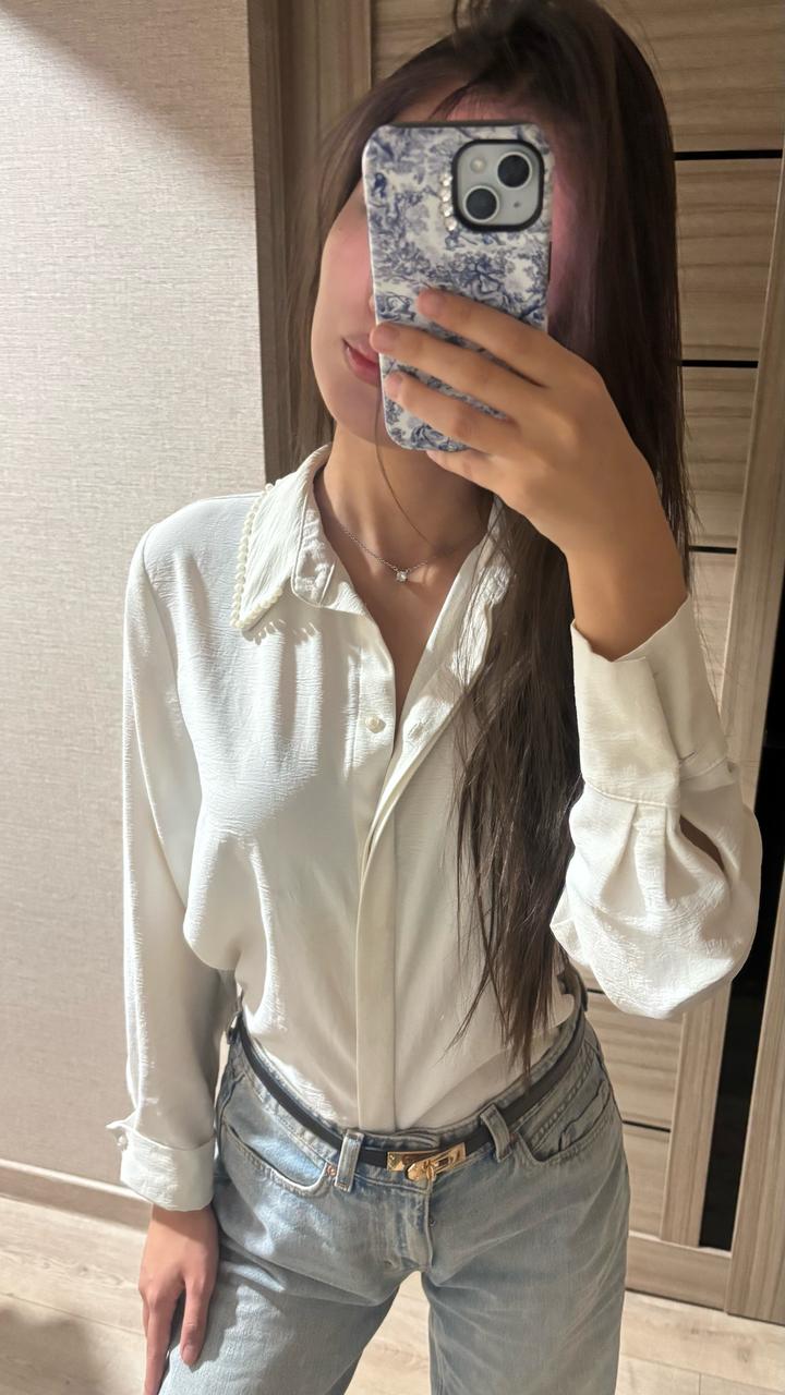 Рубашка ZARA с жемчугом