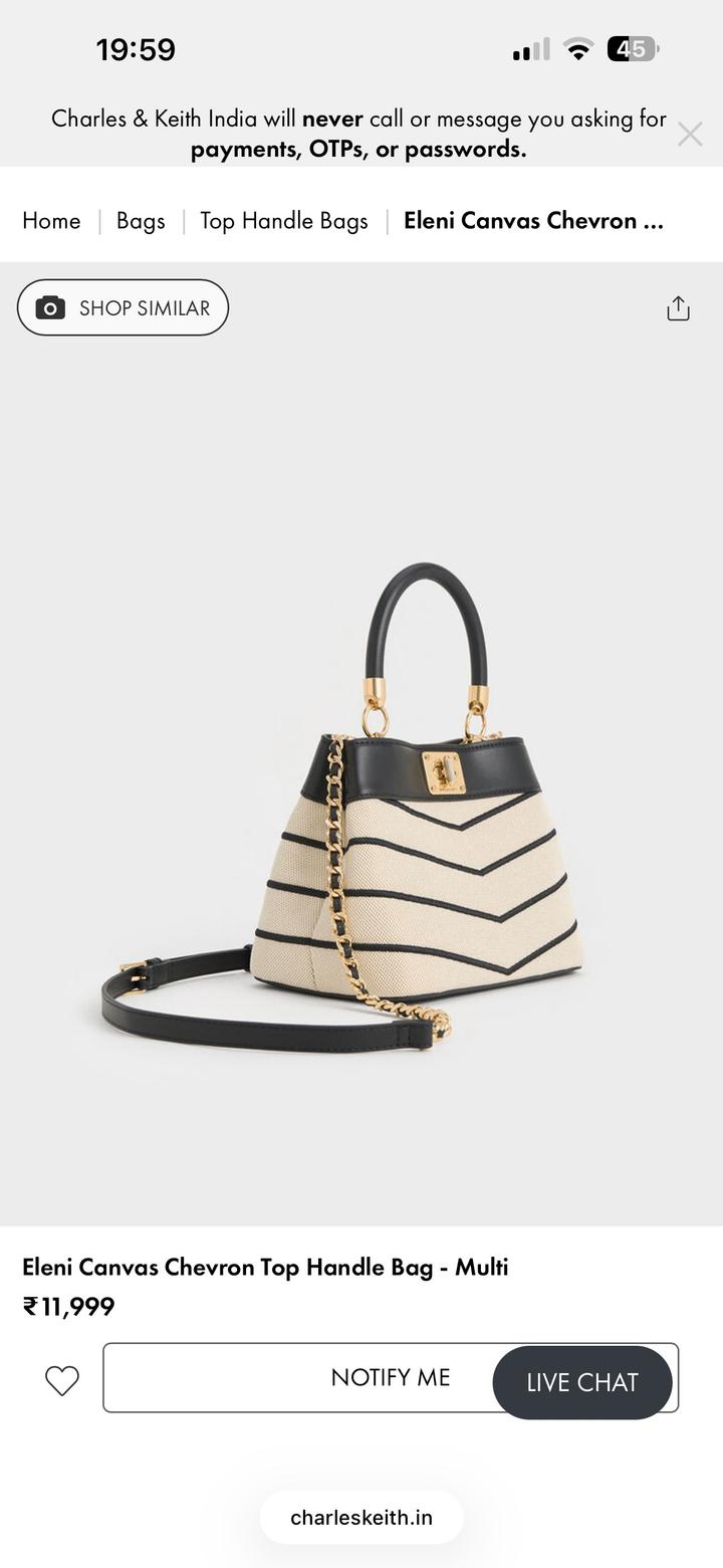 Сумка Charles & Keith Eleni Canvas Chevron