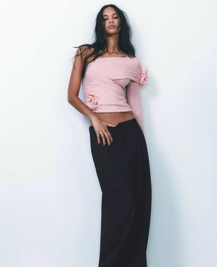 Zara Топ на одно плечо с декором