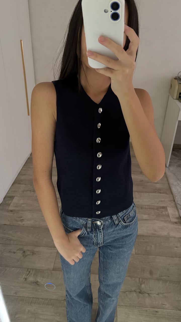 Темно синий жилет H&M