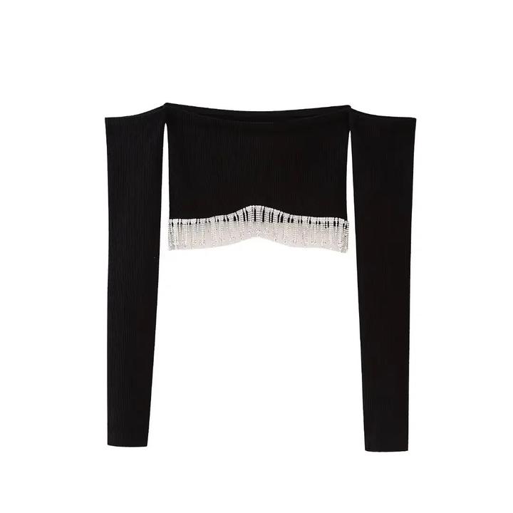 ZARA топ с открытыми плечами и стразами