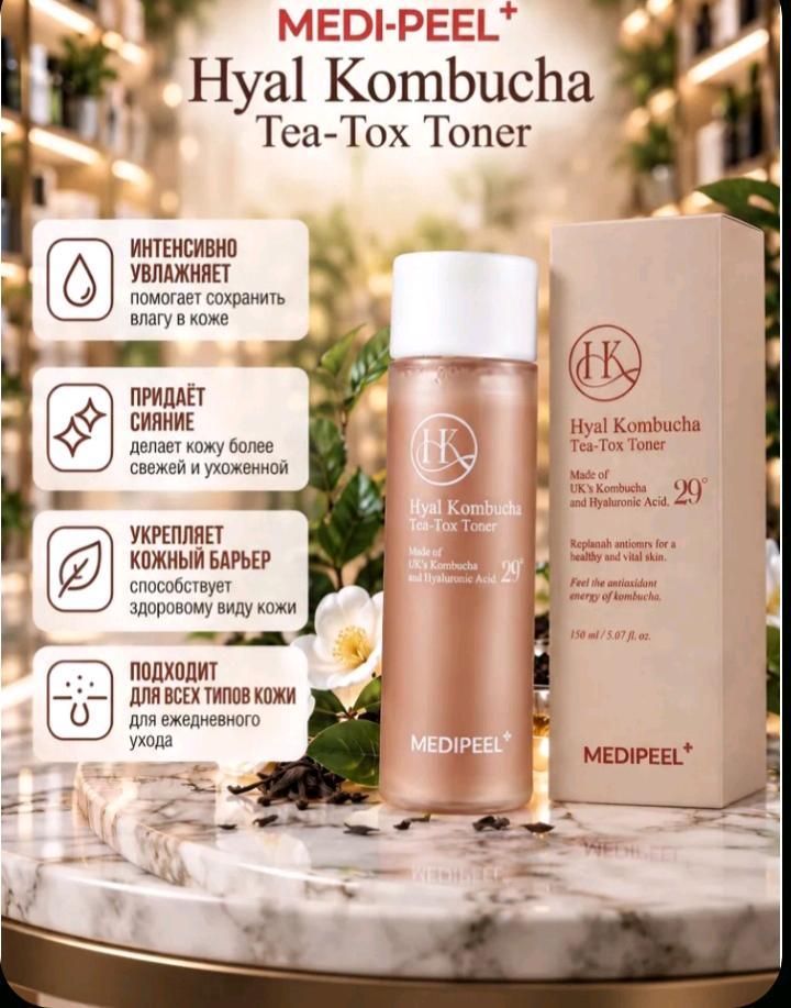 MEDI PEEL Двухфазный тонер с 70% комбучи и церамидами Medi-Peel Hyal Kombucha Tea-Tox Tone