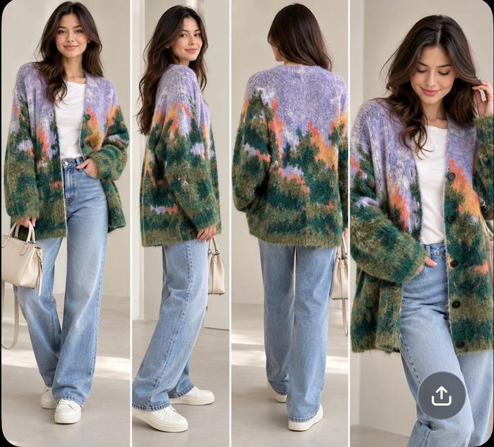 Zara Вязаный кардиган с принтом