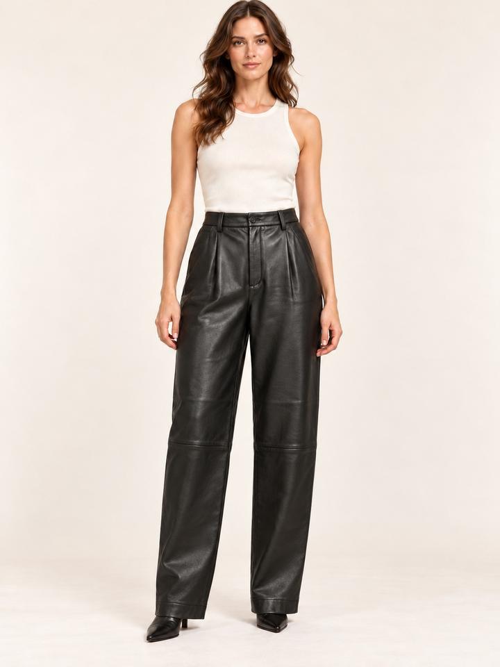 Zara Брюки из натуральной кожи