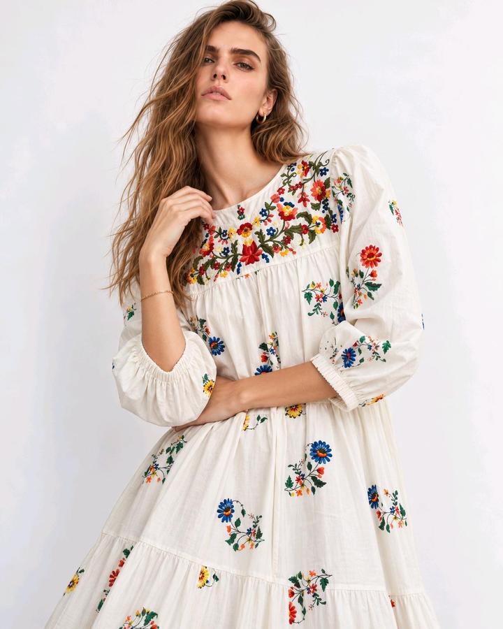Atelier Luxe Длинное платье с цветочной вышивкой | Boho Chic