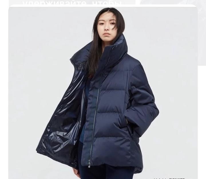 Uniqlo Шикарный пуховик от Юникло с Jil Sander, размер М, цвет темно синий