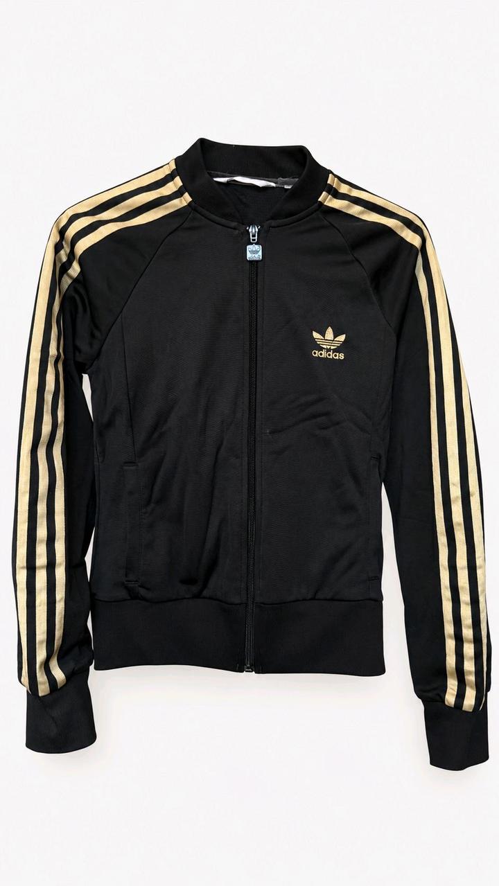Олимпийка Adidas чёрная с золотыми полосами