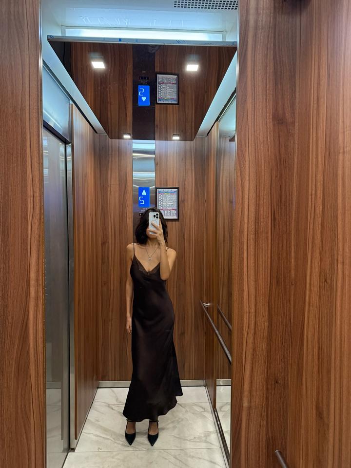 Massimo Dutti Платье-комбинация с кружевом