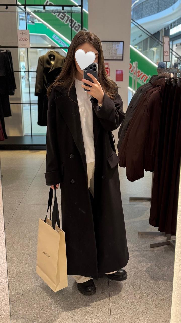 HAZAL Черное длинное пальто