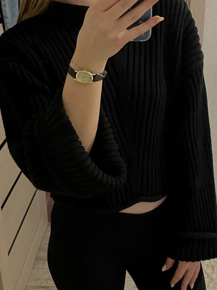 Укороченный свитер ZARA в рубчик