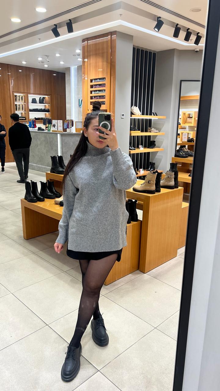 H&M Серый вязаный джемпер с высоким воротником