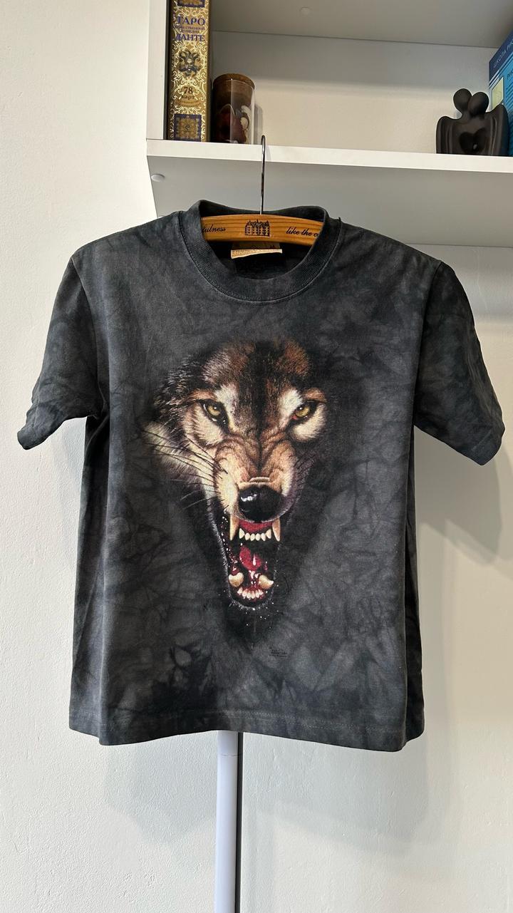 Винтажная бесшовная футболка The Mountain «Wolf Growl» (USA). Детский М.