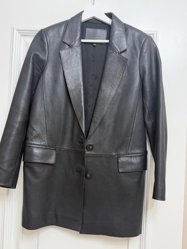 Кожаный пиджак Massimo Dutti