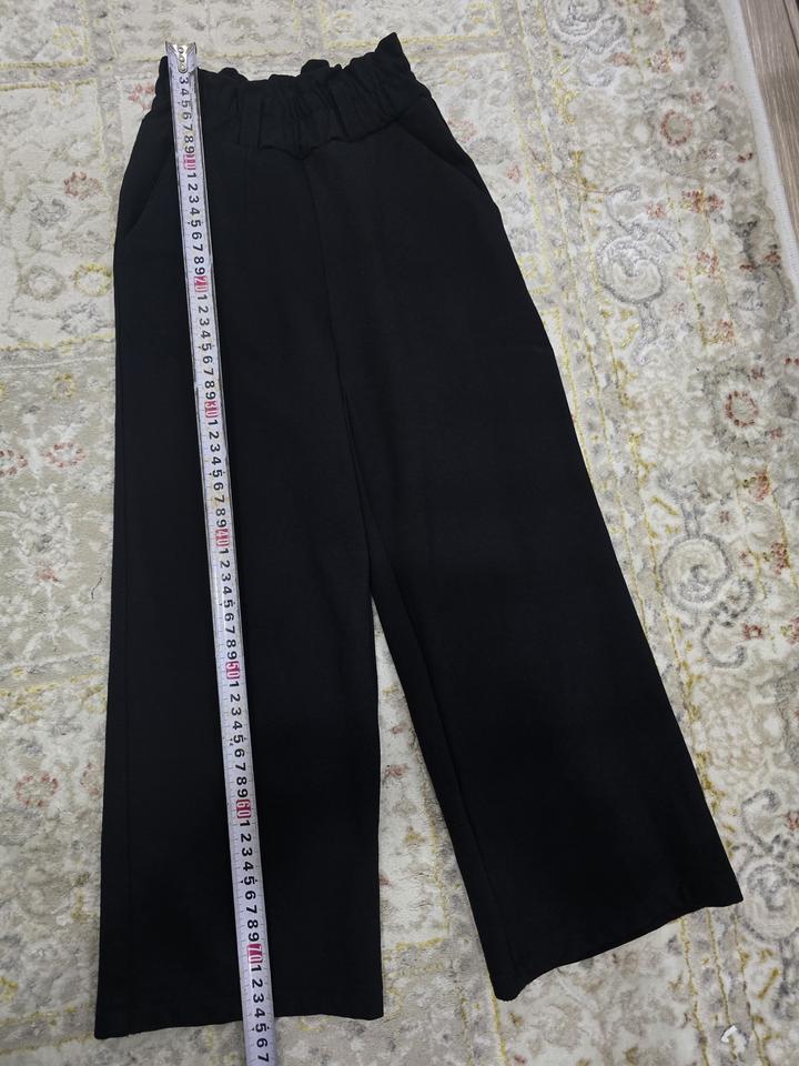 Чёрные широкие брюки Wide Leg для девочки, 7–8 лет