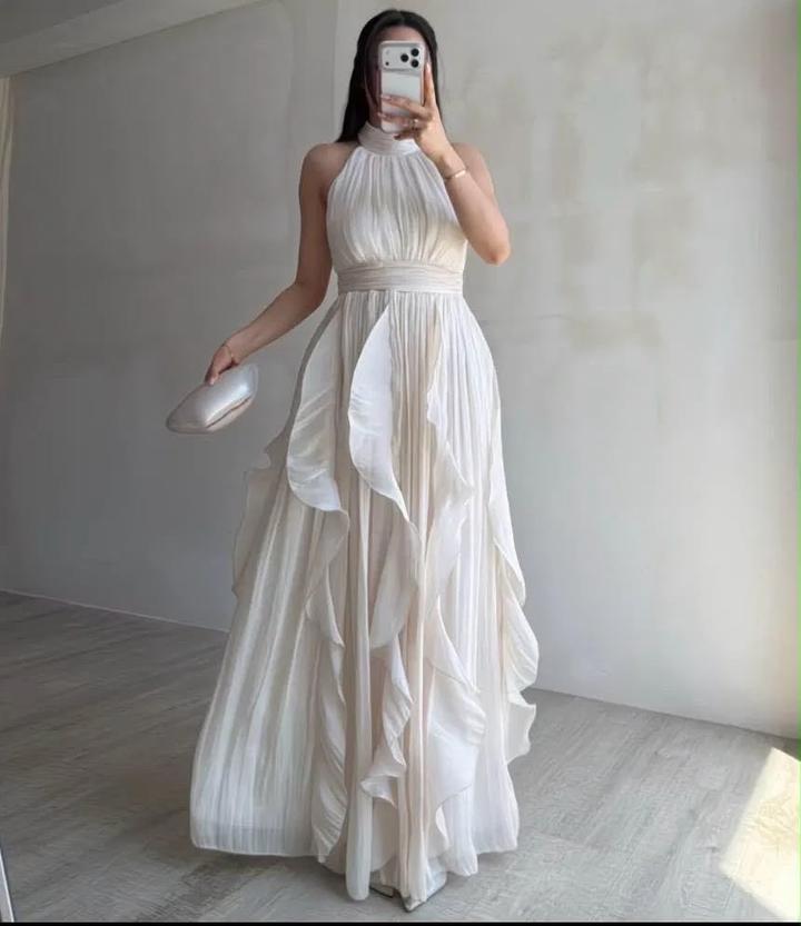 Длинное вечернее плиссированное платье