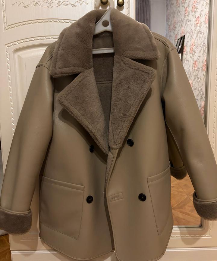 Zara Женская дубленка оверсайз