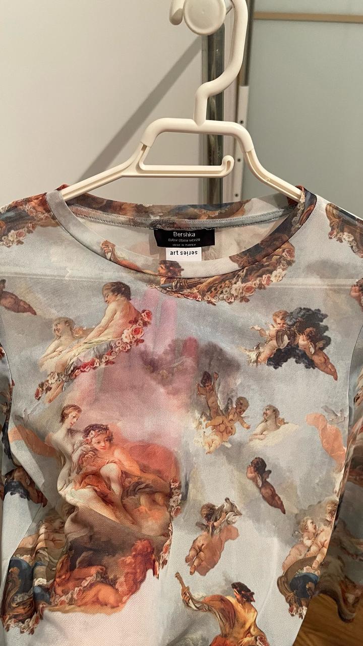 Лонгслив Bershka ART SERIES. Сетка с принтом