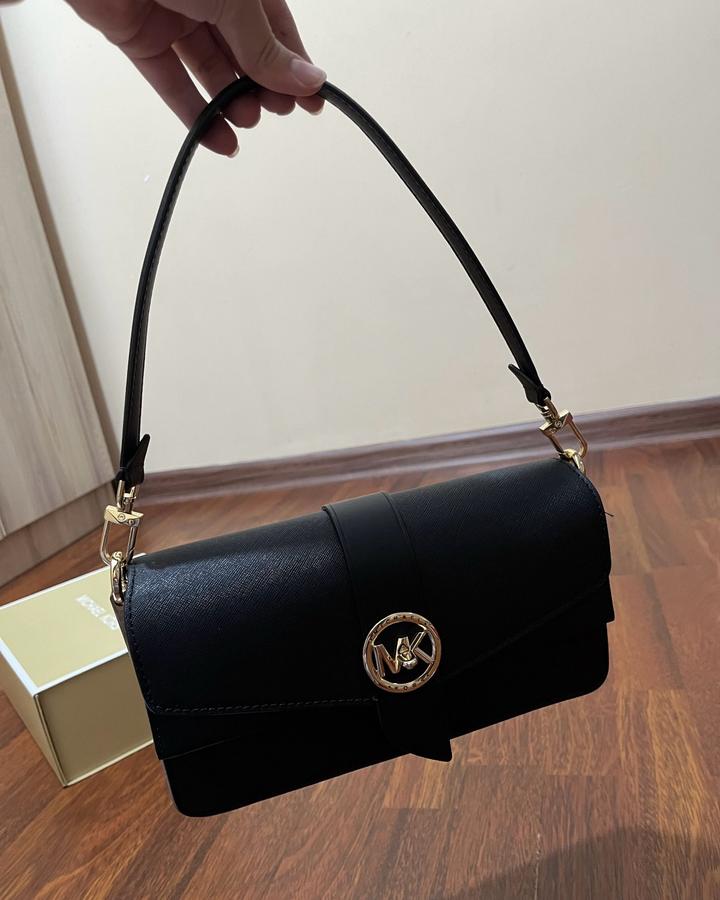 Сумка Michael Kors Greenwich из натуральной сафьяновой кожи (чёрная)