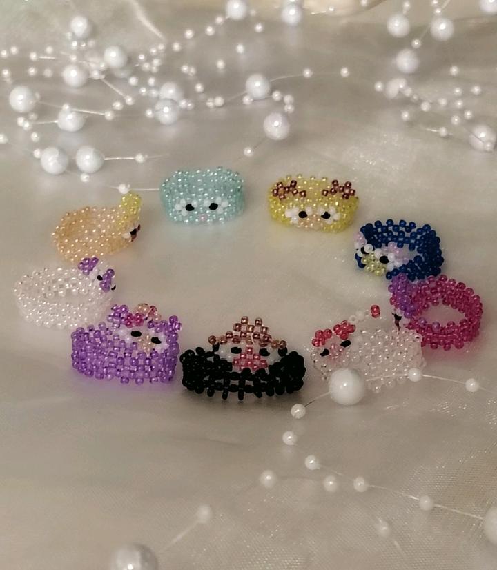 Handmade (ручная работа) Набор колец из бисера "Смешарики"