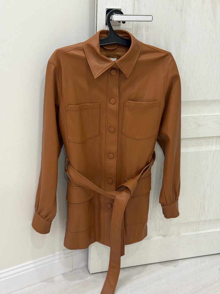 Кожаная рубашка-куртка H&M с поясом