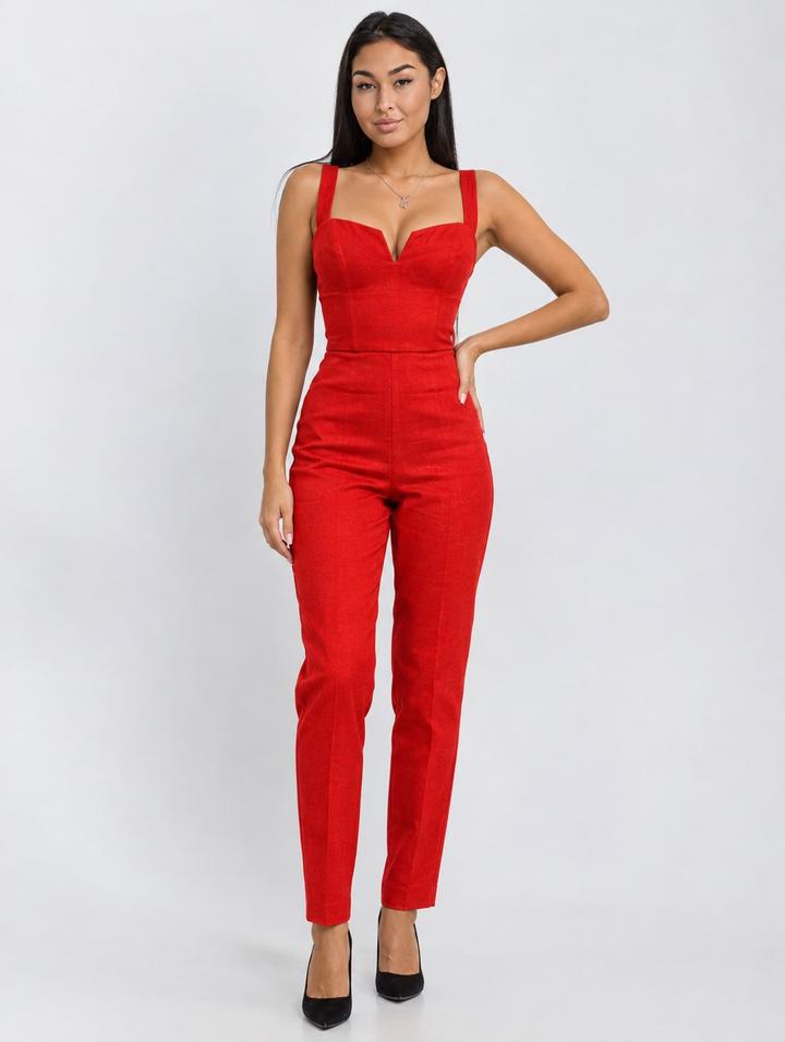 Красный комбинезон с широкими бретелями H&M