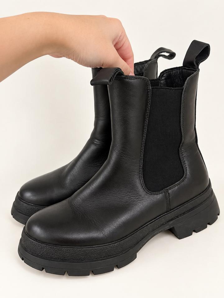 Respect Чёрные кожаные ботинки-челси на массивной подошве 🖤👢