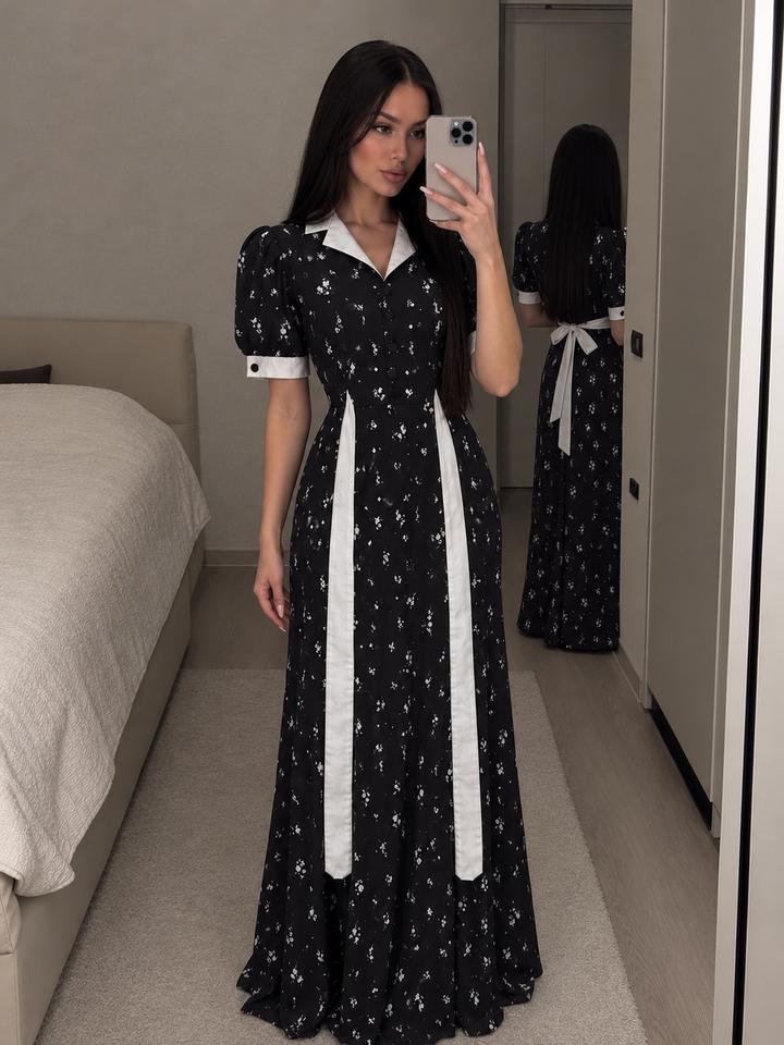 Платье макси в цветочный принт