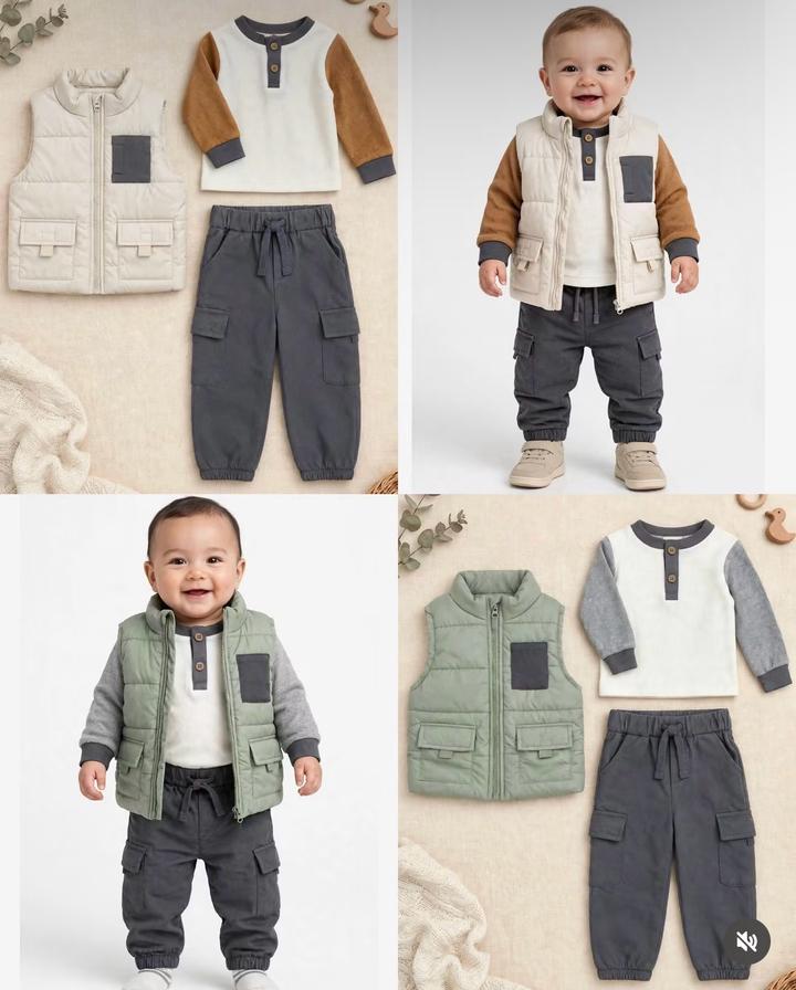 &Denim Комплект для мальчика: жилет, лонгслив и брюки карго