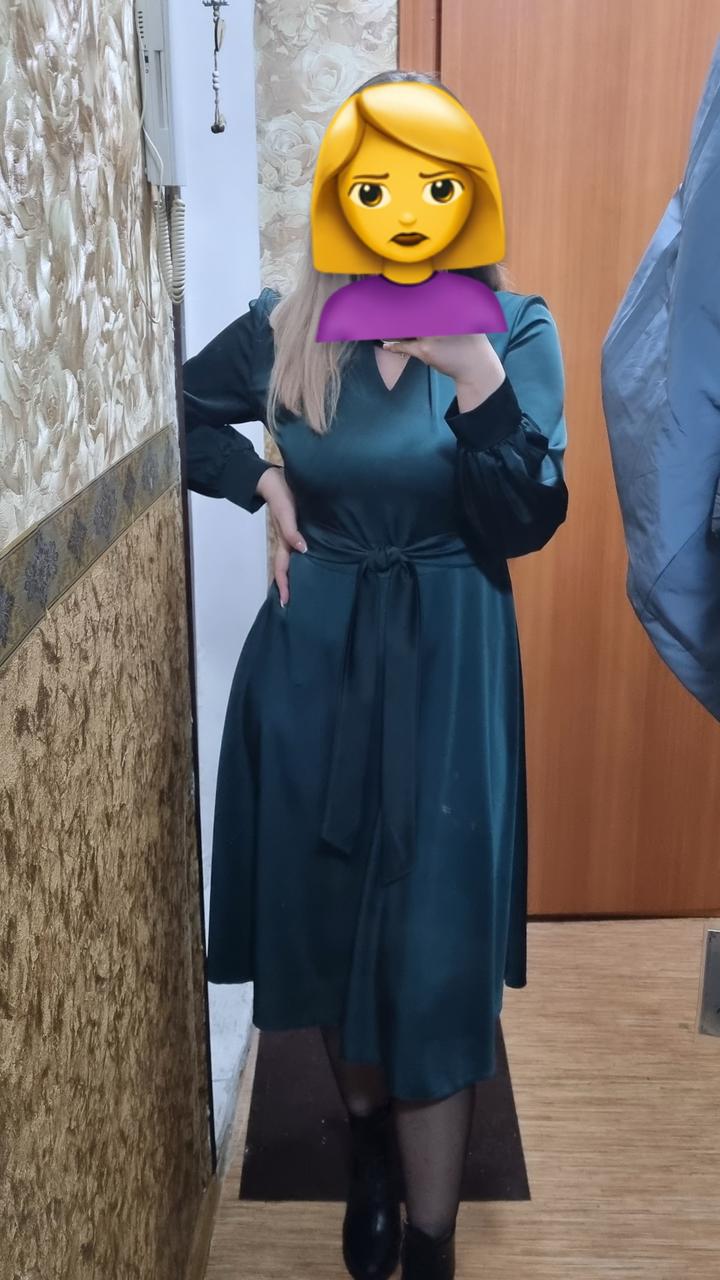 Платье миди атласное
