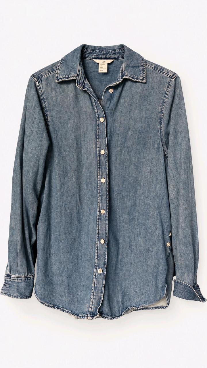Джинсовая рубашка H&M с удлинённой спинкой