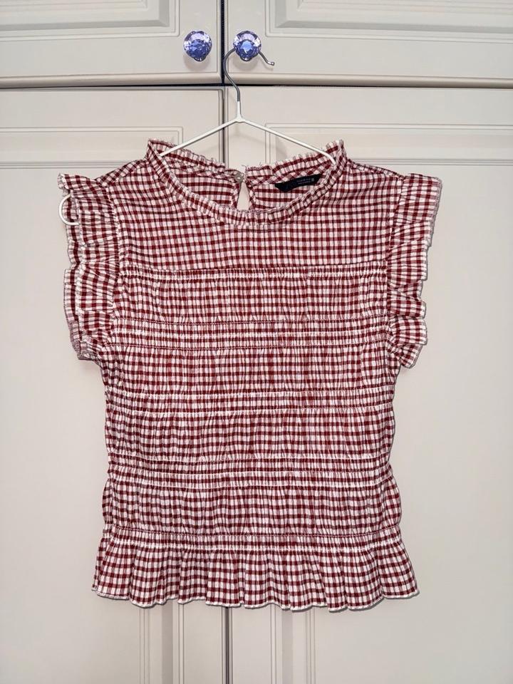 ZARA топ в клетку с воланами